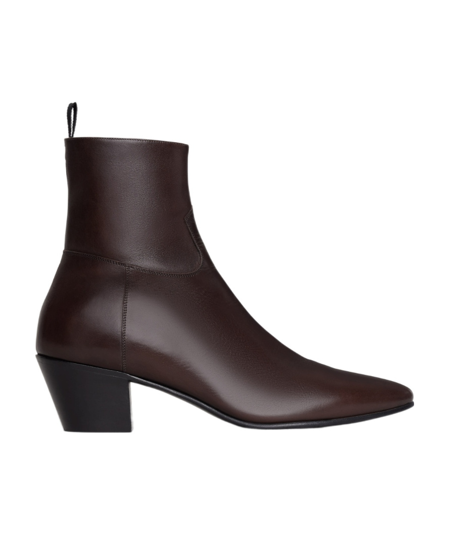 Celine Jacno Zipper Booties In Red