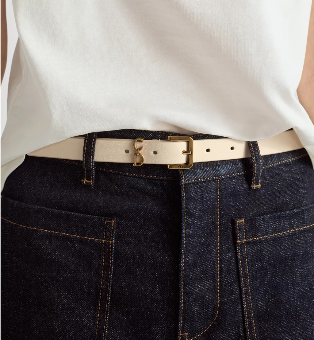 Dior Saddle Loop Belt In Light Ivory