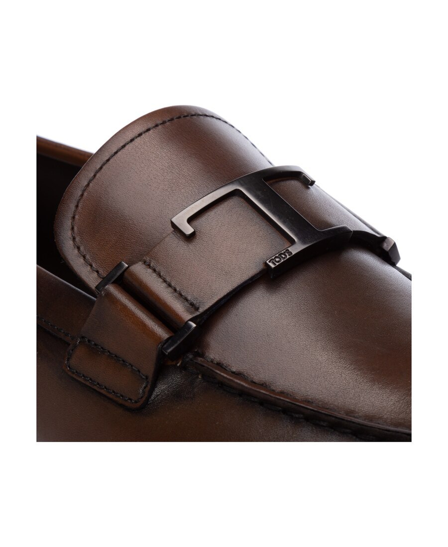 Tod's T Logo Leather Loafers In Black