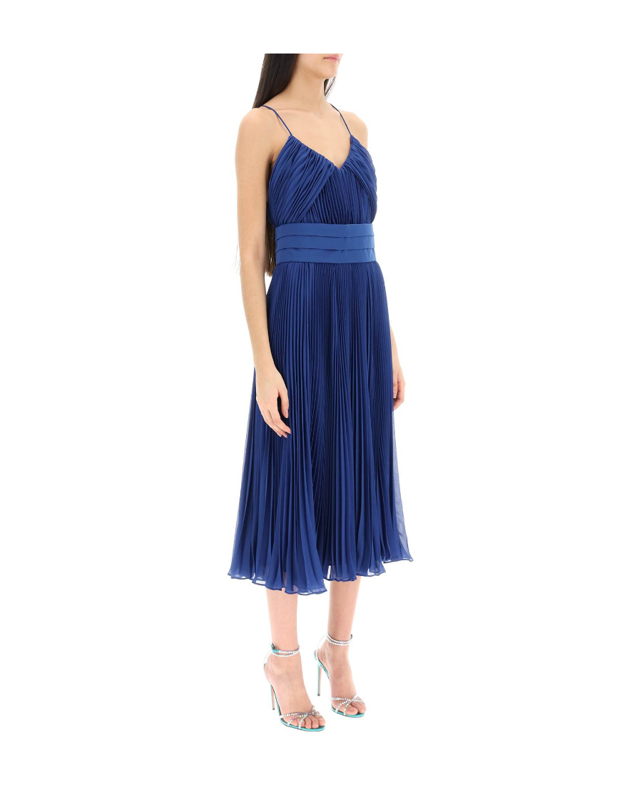 Max Mara Pleated Dress In Blue
