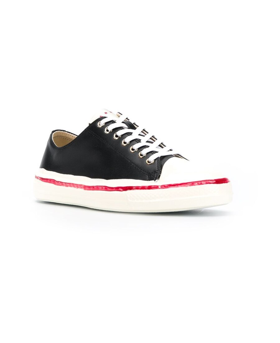 Marni Leather Lace-up Sneakers In Black