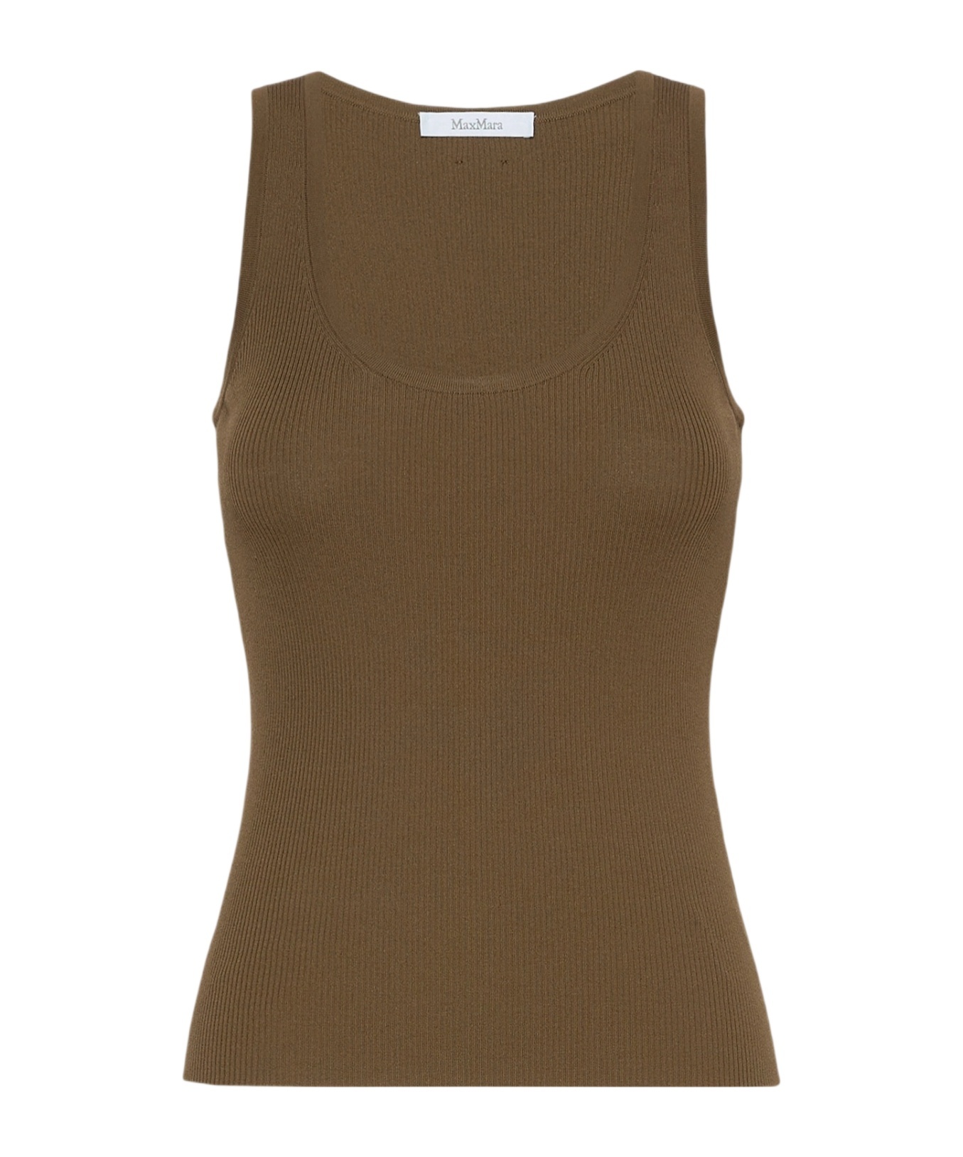 Max Mara Sleeveless Vest In Mud Color