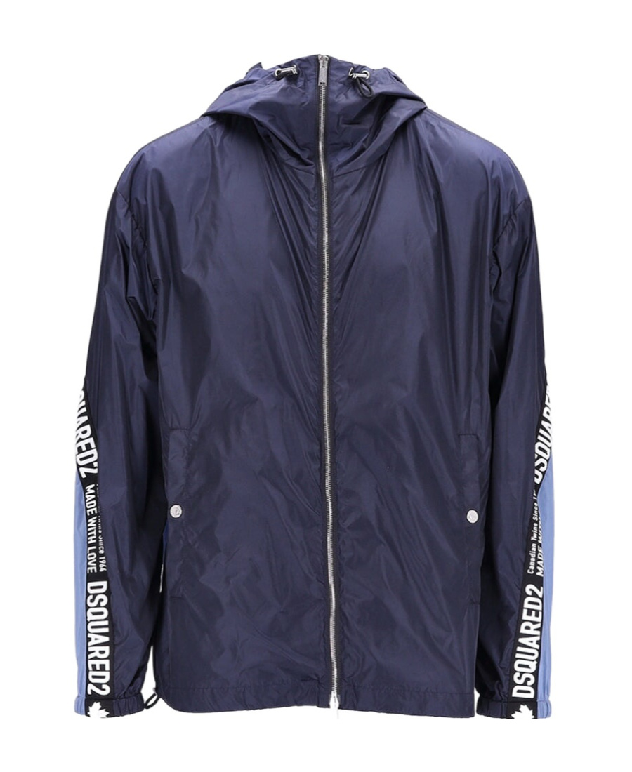 Dsquared2 Logo Logo Hooded Casual Jacket In Black