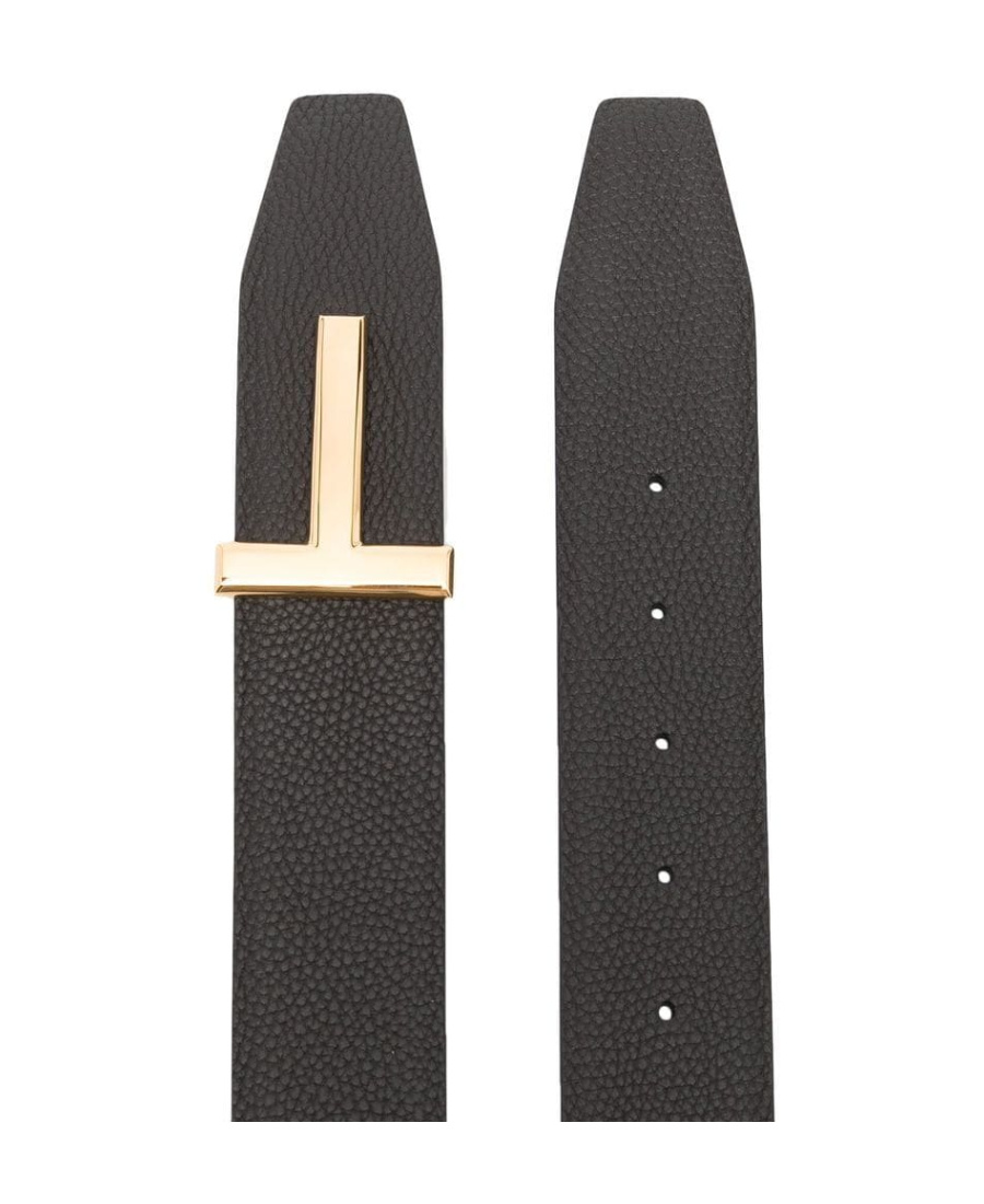 Tom Ford Ridge T Leather Belt In Black