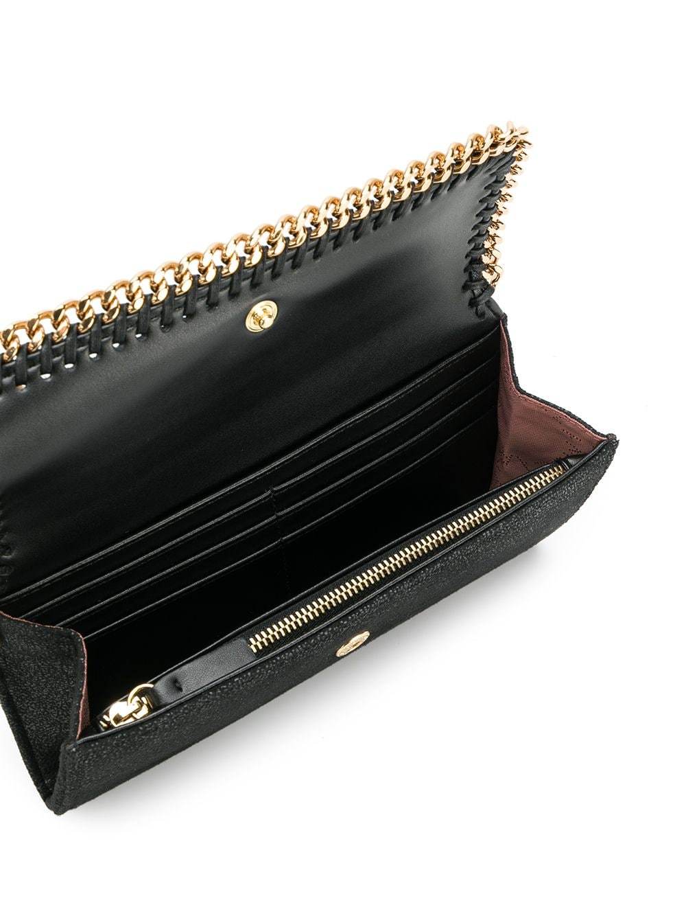Stella Mccartney Black Falabella Continental Flap Wallet In Black