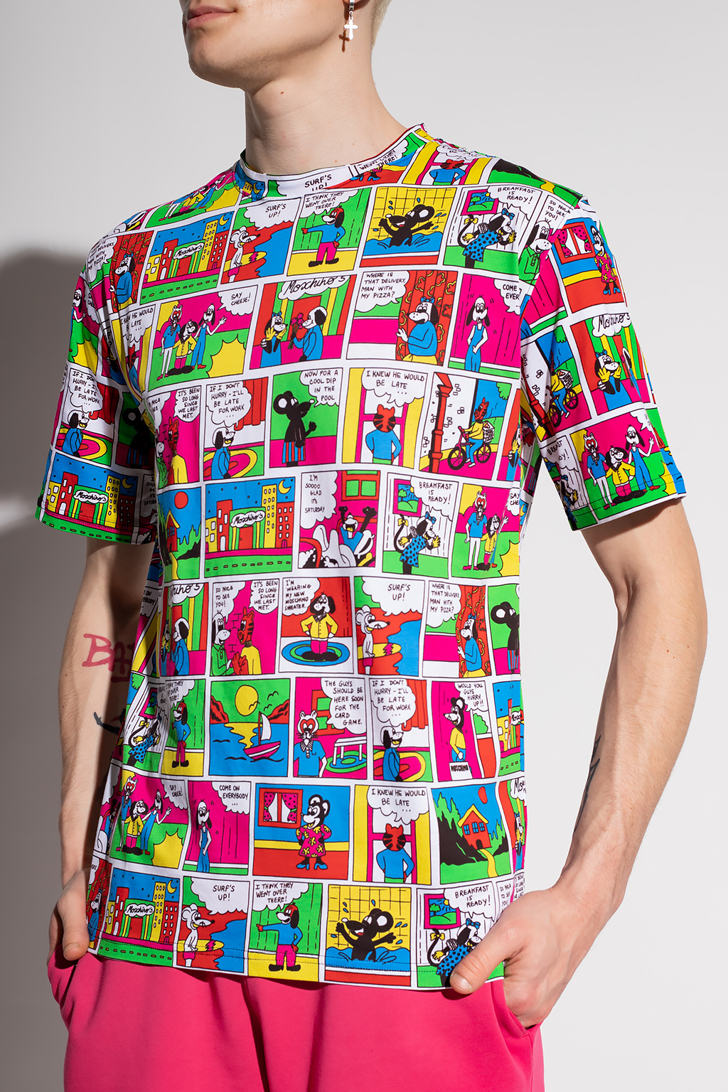 Moschino Graphic Print Round-collar T-shirt In Multicolor