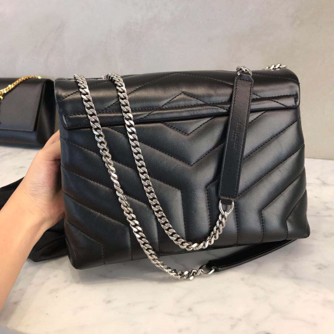 Shop Saint Laurent Small Loulou Shoulder Bag In Black