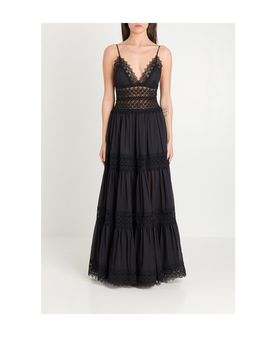 Shop Charo Ruiz Ibiza Cindy Guipure-lace Sleeveless Maxi Dress In Black
