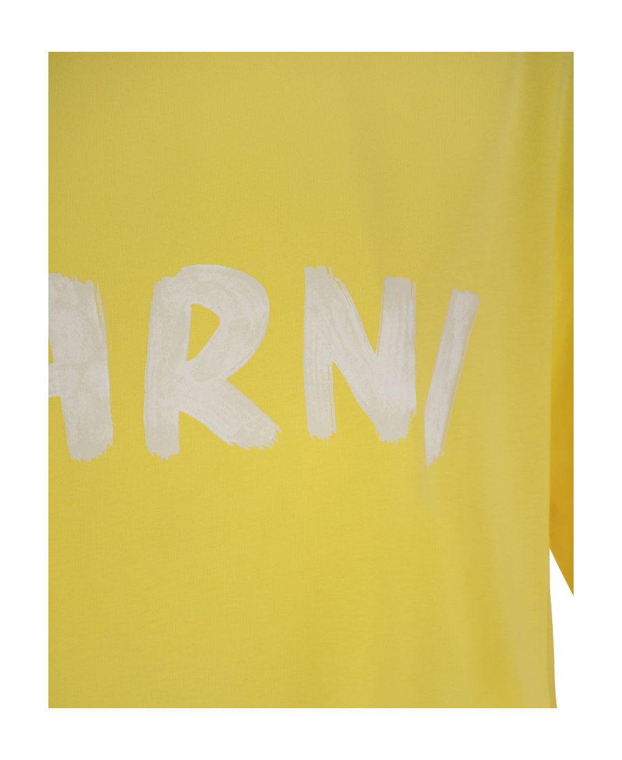 Marni Relaxed-fit Short-sleeve T-shirt With Bold Logo Print In Yellow