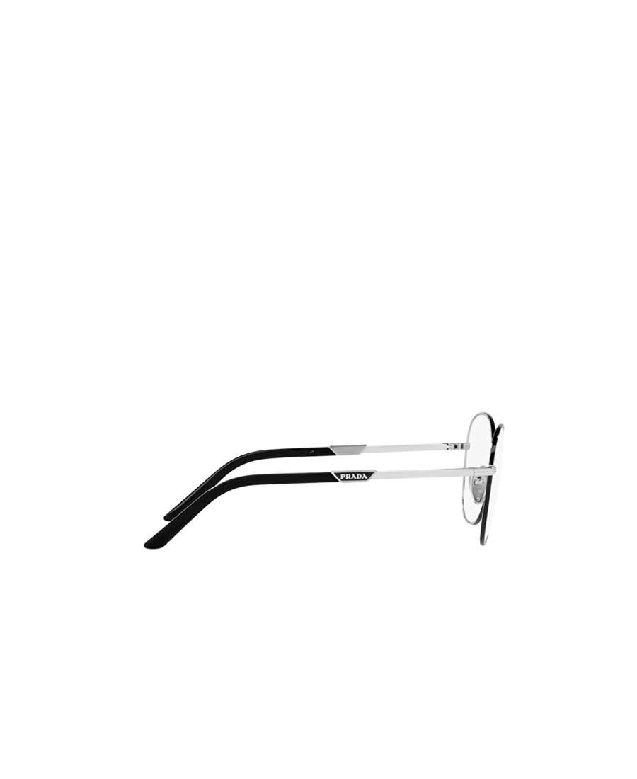 Prada Round Frame Logo Flat Mirror In Gray