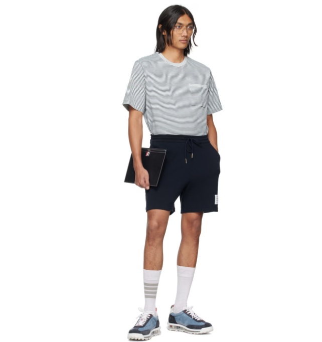 Thom Browne Embroidered Cotton Track Shorts In Multicolor