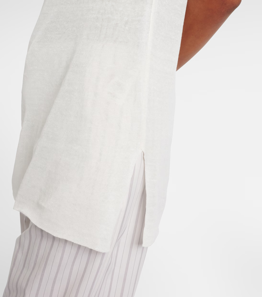 The Row Jaylen Linen Sleeveless Tunic Top In White