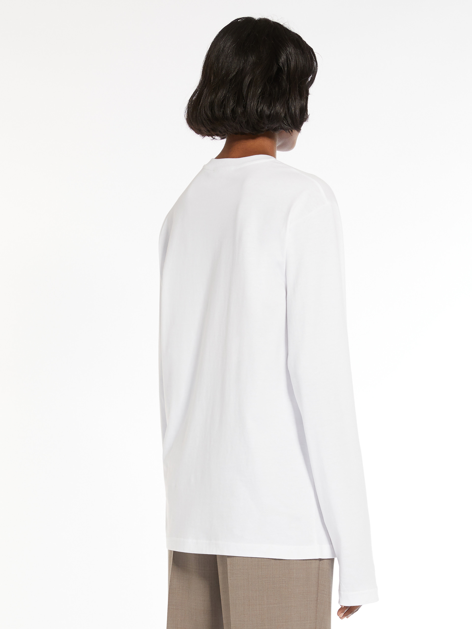 Sportmax Long Sleeved Plain Knitted T-shirt In White