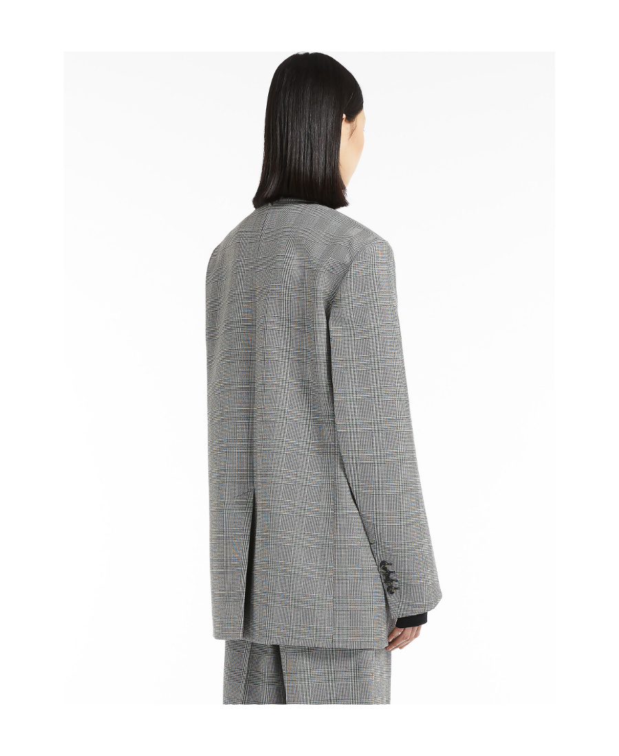 Sportmax Double-breasted Check Blazer In Gray