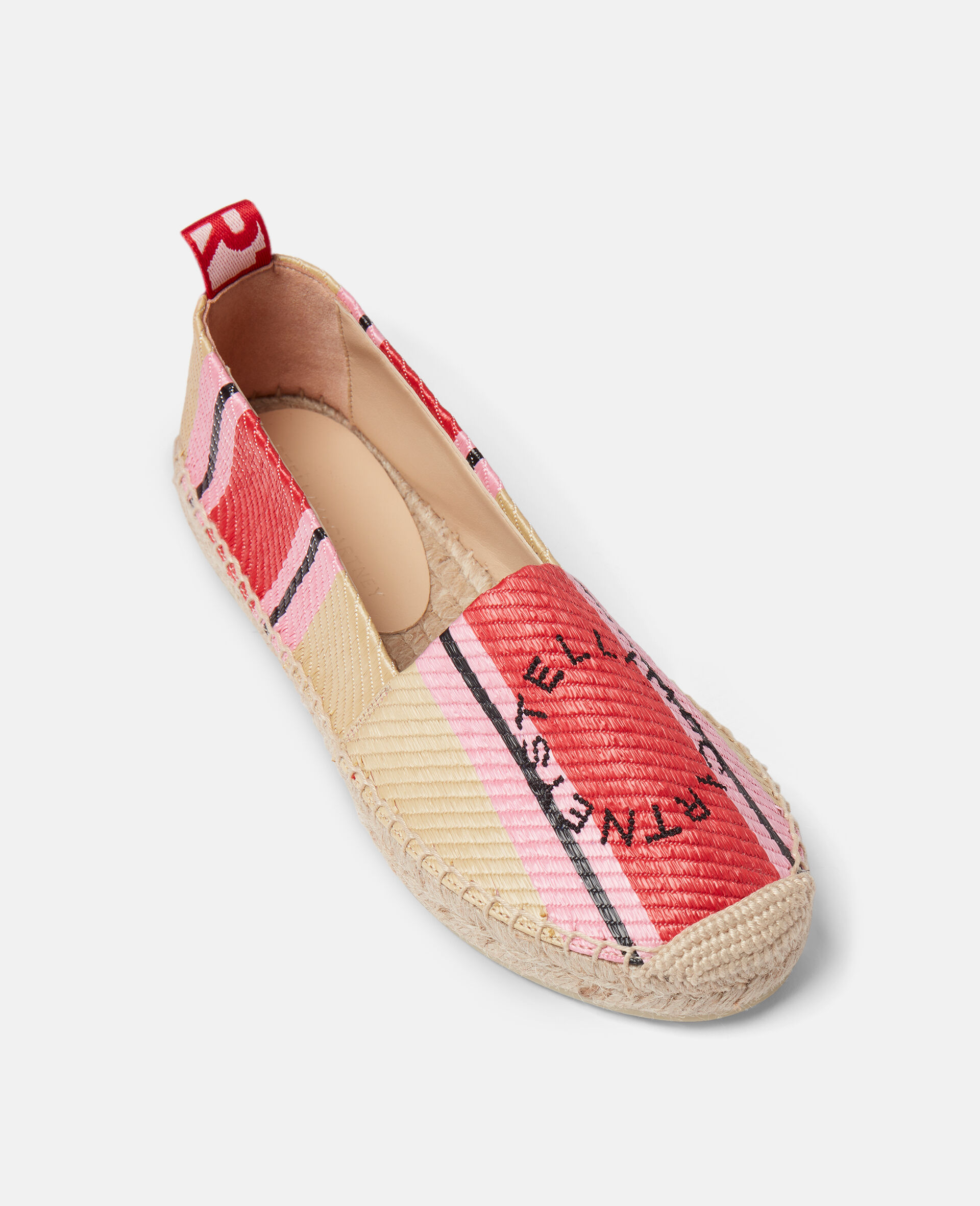 Stella Mccartney + Net Sustain Gaia Embroidered Striped Raffia Espadrilles In Nude