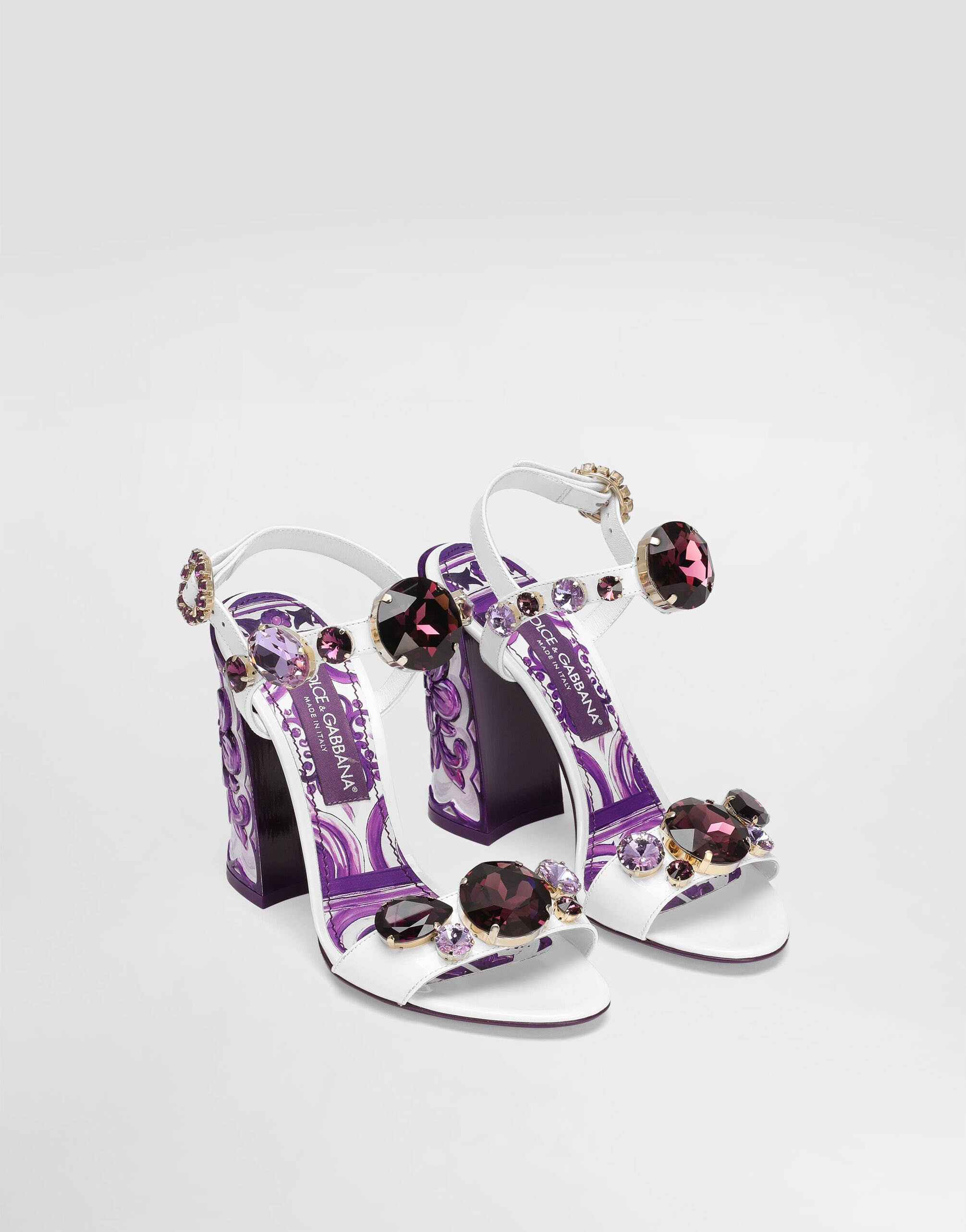 Dolce & Gabbana Patent Leather Sandal With Jewel Embroidery In White