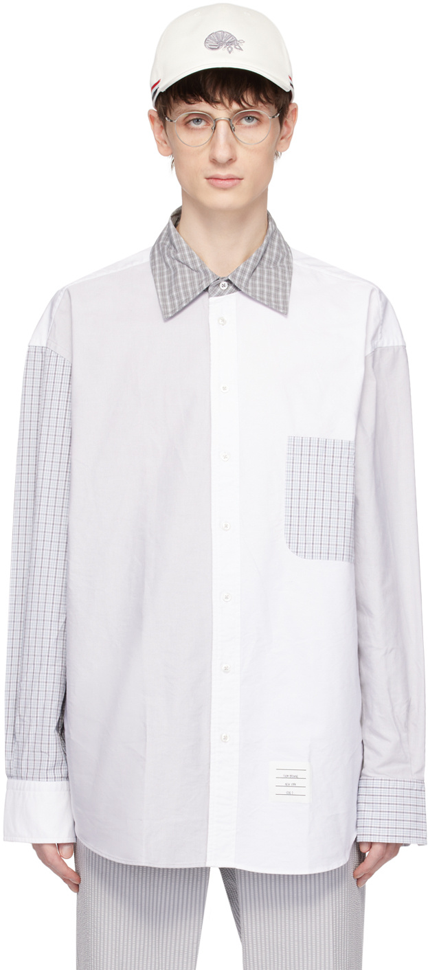 Thom Browne Funmix Oversized Long Sleeve Shirt In White