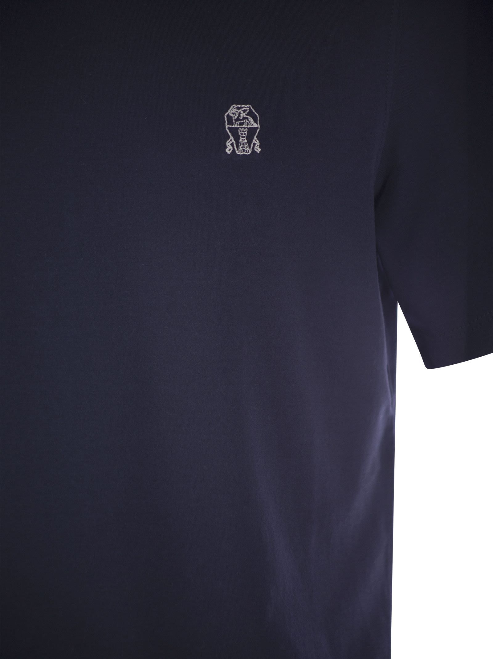 Brunello Cucinelli Cotton Jersey Crew Neck T-shirt With Logo Clothing In Black
