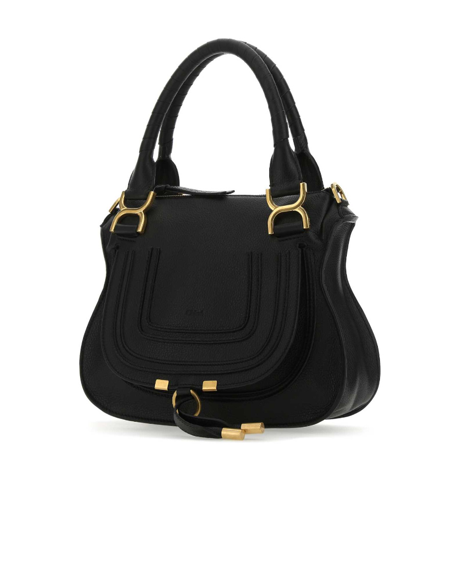 Chloé Marcie Medium Leather Handbag With Removable Shoulder Strap In Black