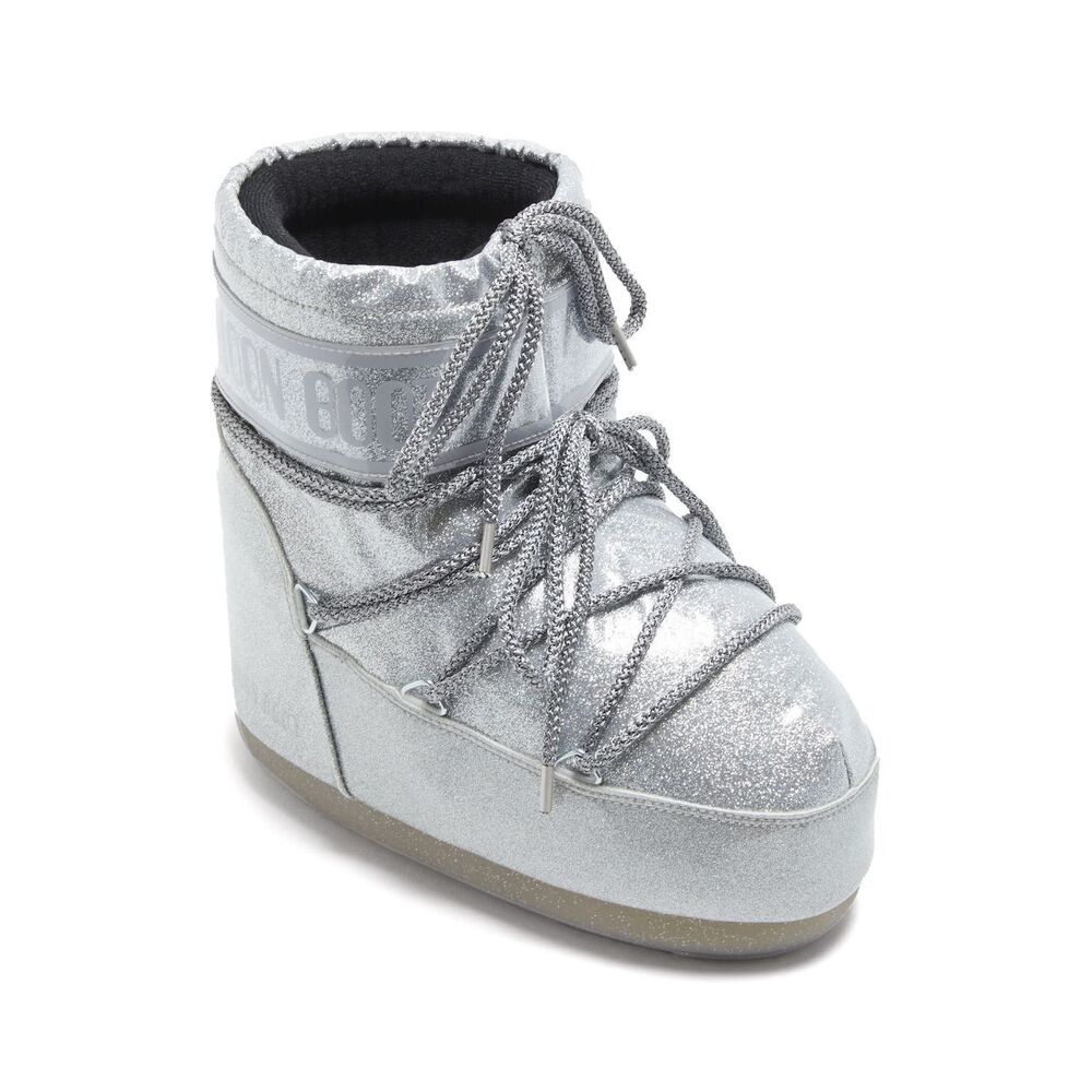 Shop Moon Boot Icon Glitter-detail Ankle Boots In Gray