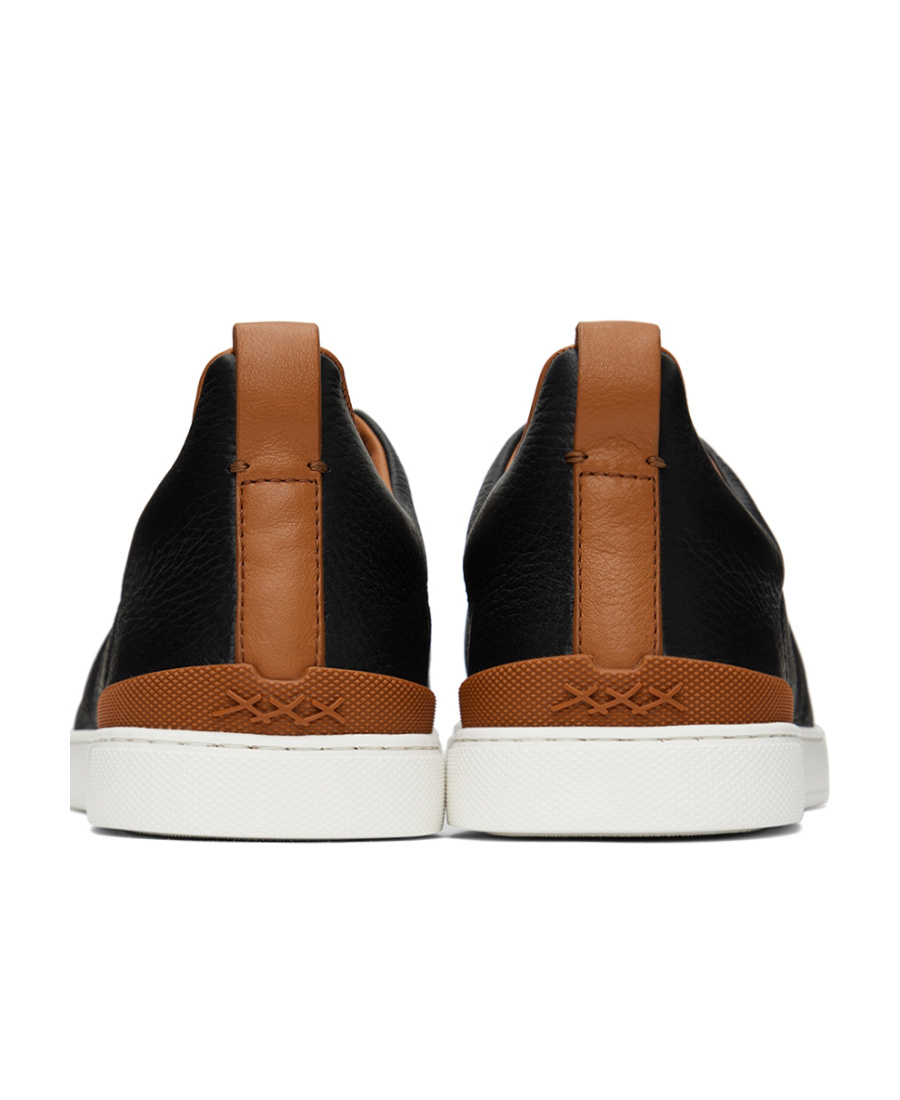 Zegna Sole Contrast Sneakers Pull Tab In Black