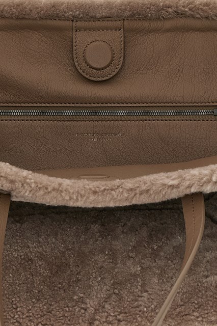 Brunello Cucinelli Shearling Tote Bag In Brown