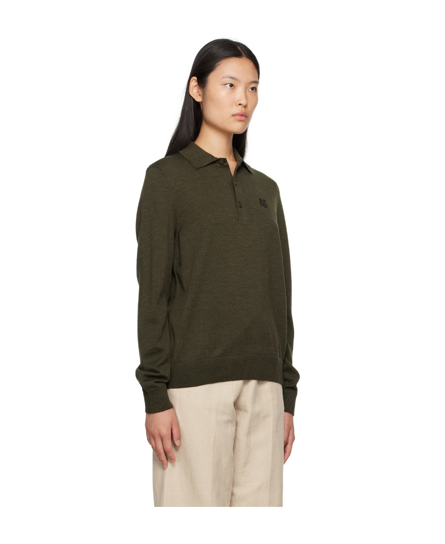 MAISON KITSUNÉ KNITTED LONG-SLEEVED POLO SHIRT