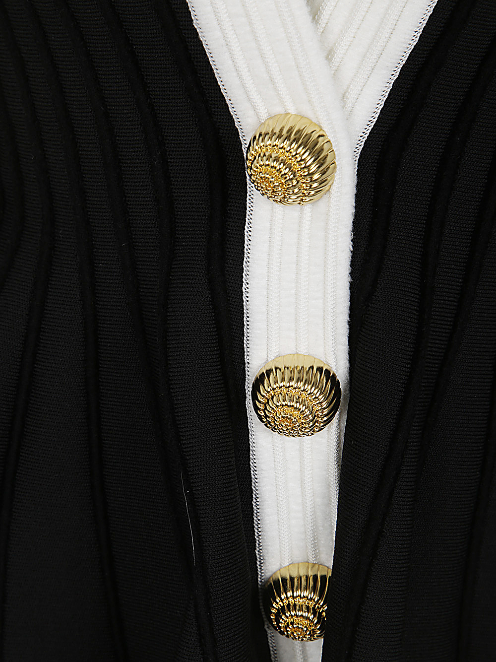 Balmain Structured Knit Jacket With Velvet Inserts In Black