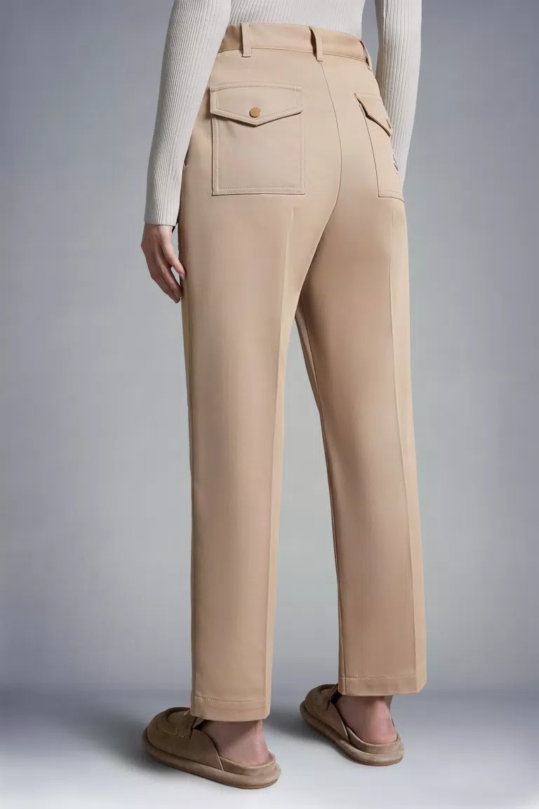Moncler High-waist Tapered Trousers In Nude