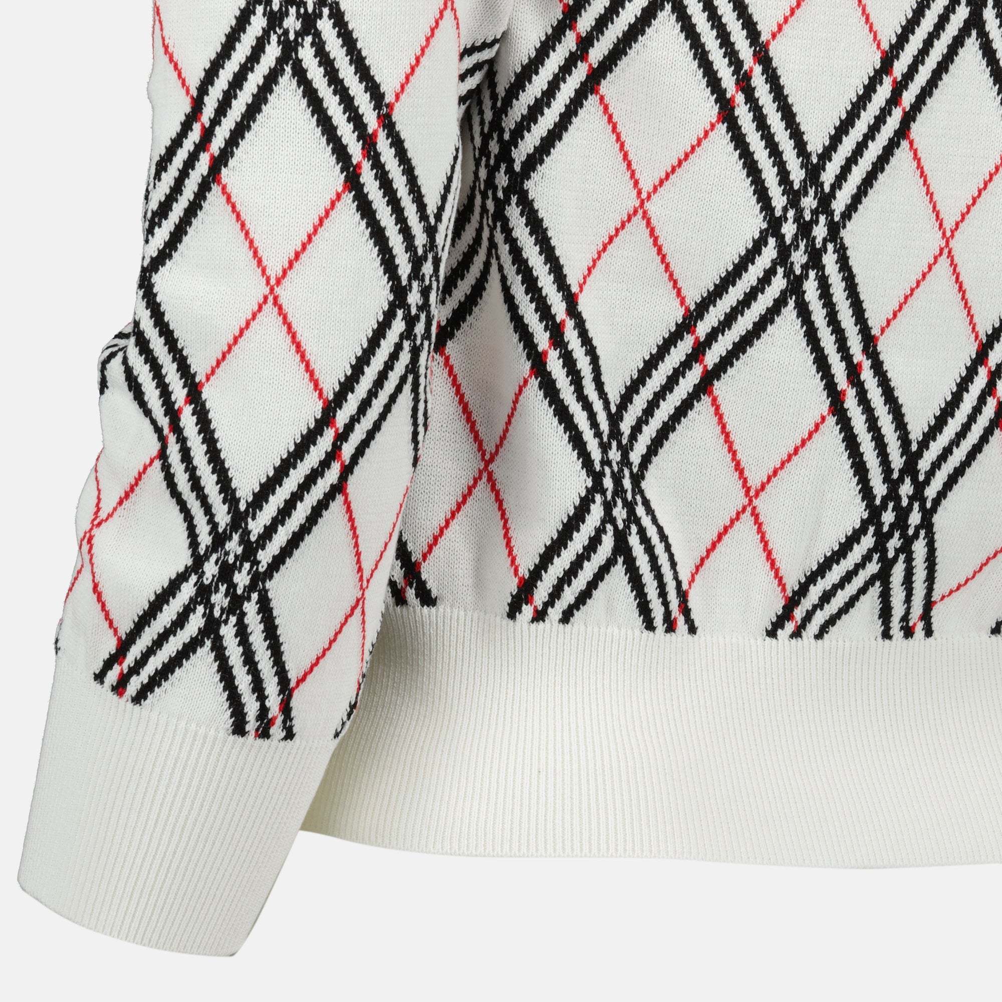 Shop Burberry Checked Knit Jumper