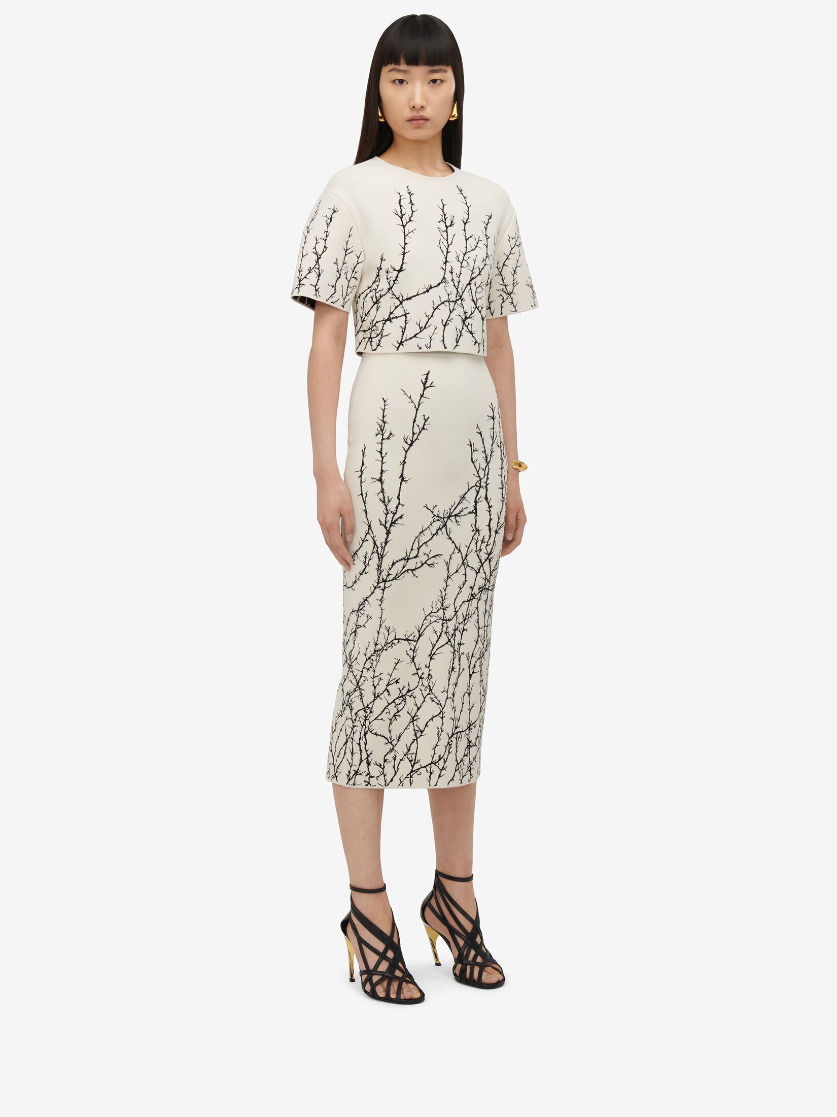 Shop Alexander Mcqueen Graphic-print Pencil Skirt In White