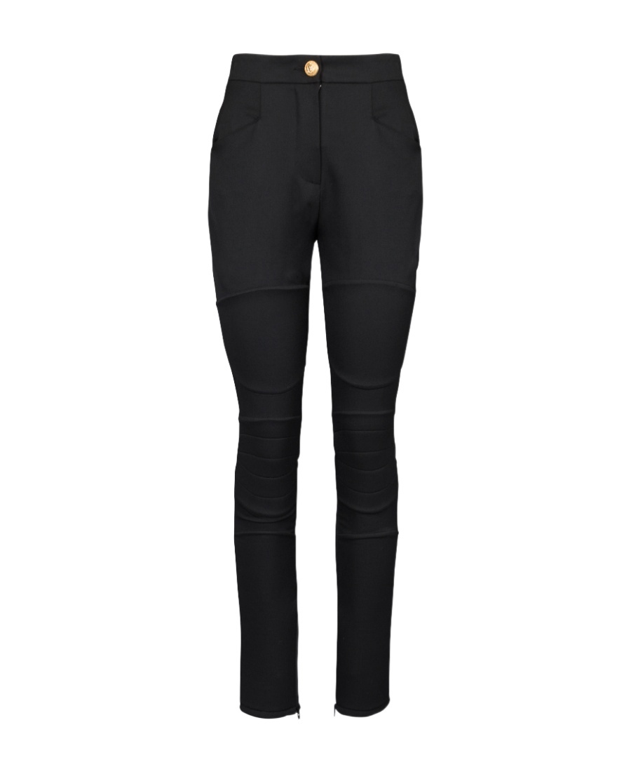 Balmain High-waisted Wool Skinny Trousers In Black