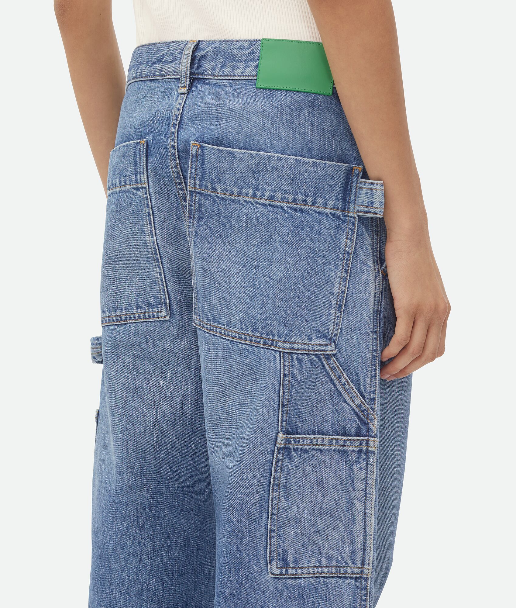 Bottega Veneta Vintage Wash Cargo Denim In Blue
