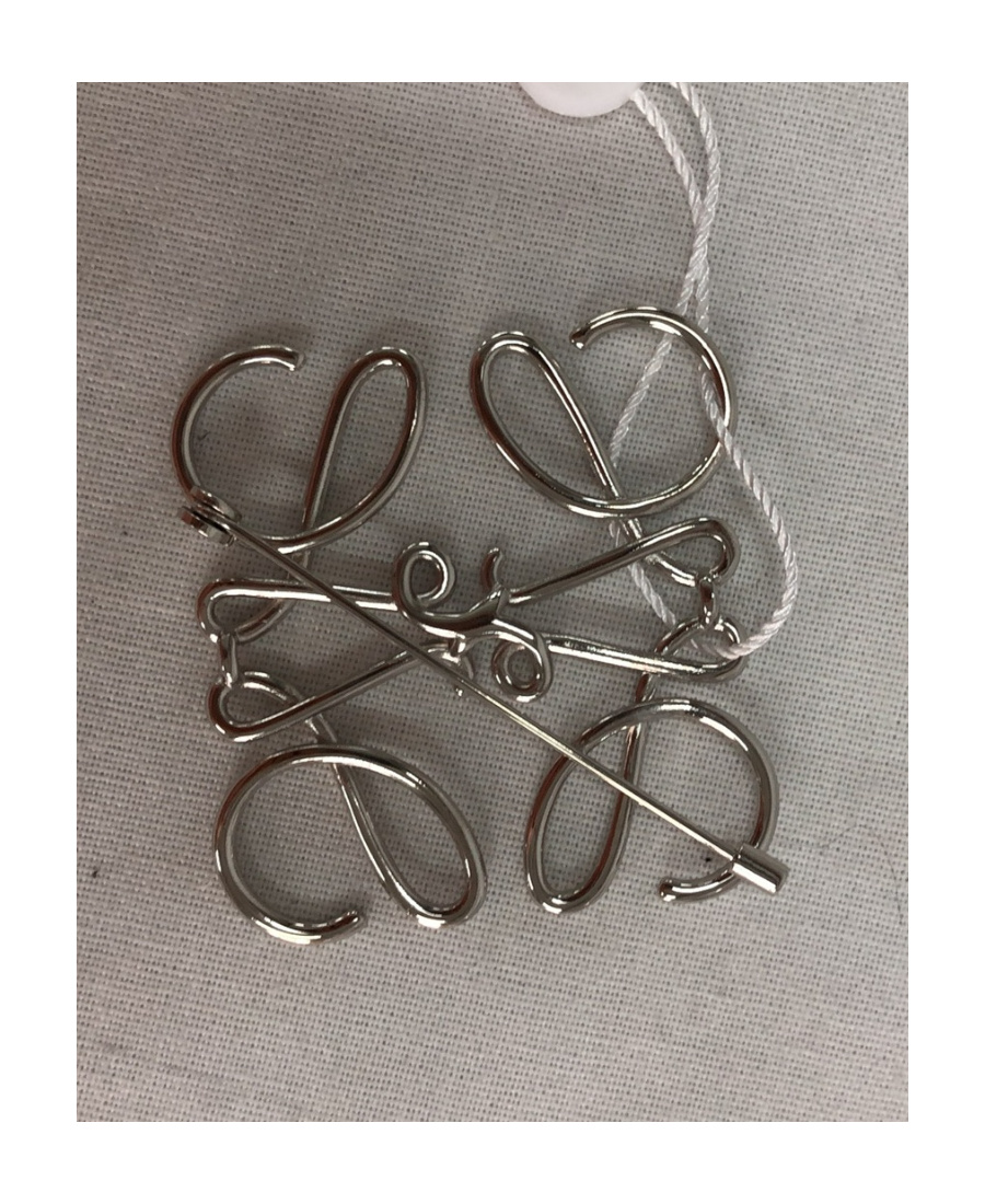 Loewe Anagram Brooch In Silver-tone Metal In White