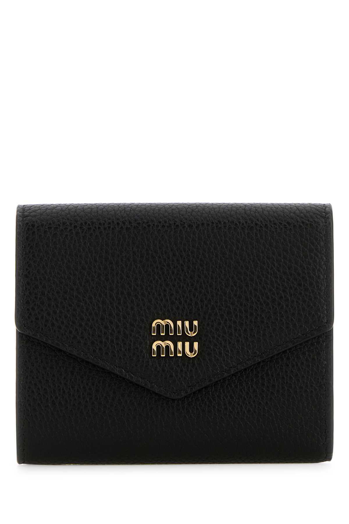 Miu Miu Logo Wallet In Black