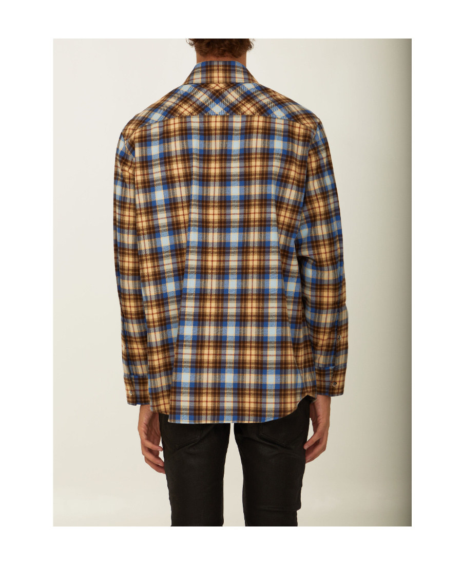 Moncler Checked Long Sleeve Cotton Shirt In Multicolor