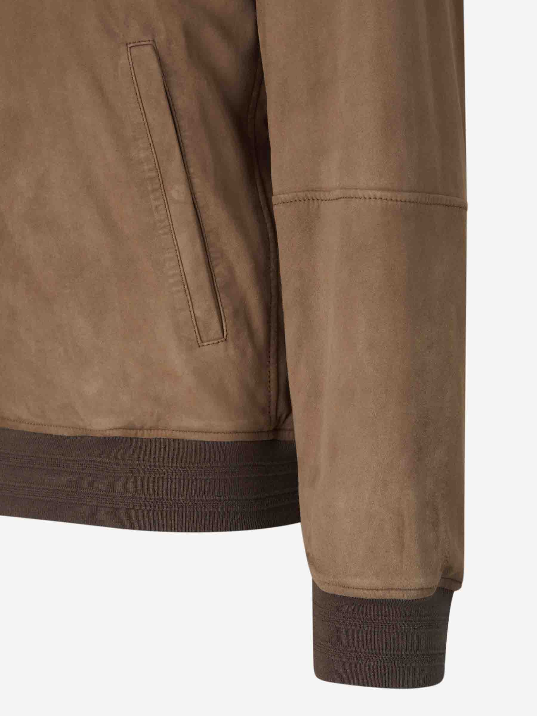 Canali Long-sleeved Casual Jacket In Brown