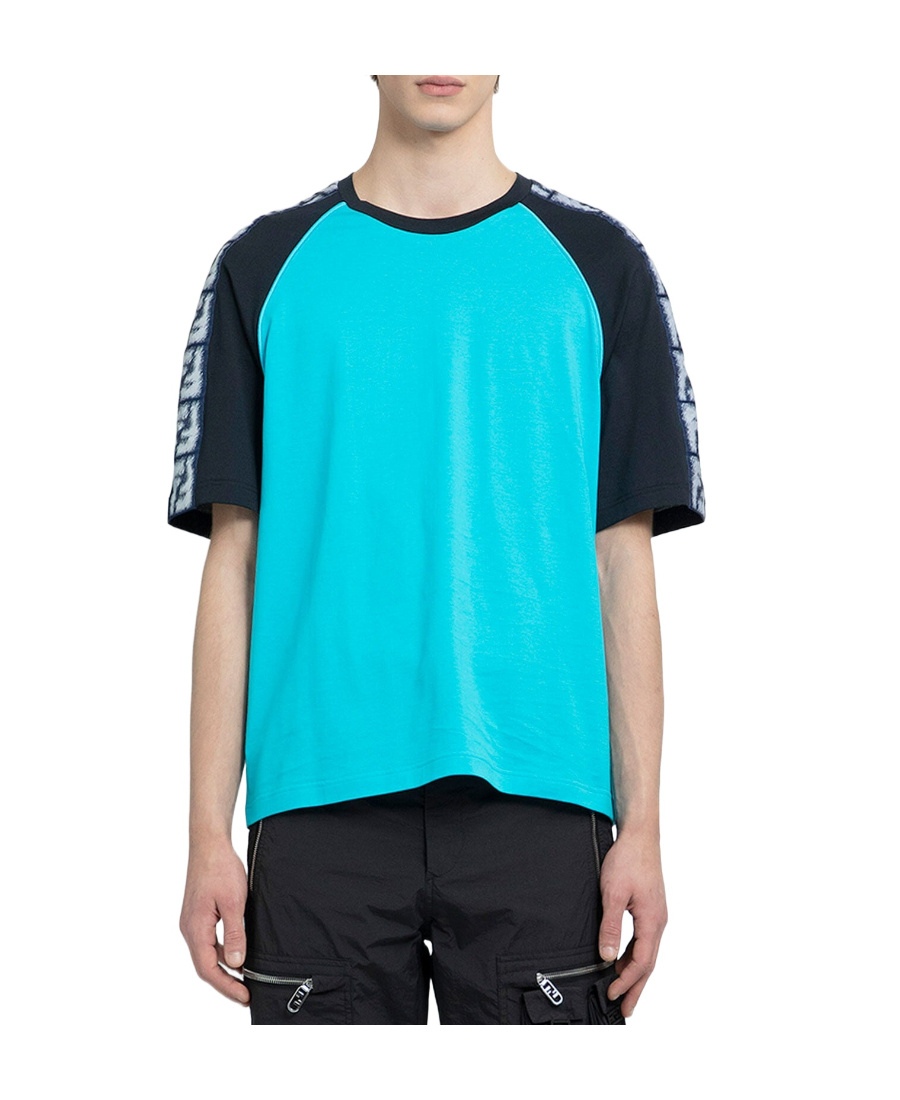 Fendi Logo Panelled T-shirt In Green