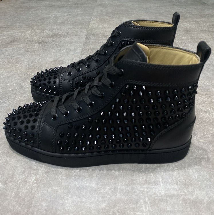 Christian Louboutin Louis Spikes Riveted Casual Sports Shoes In Black