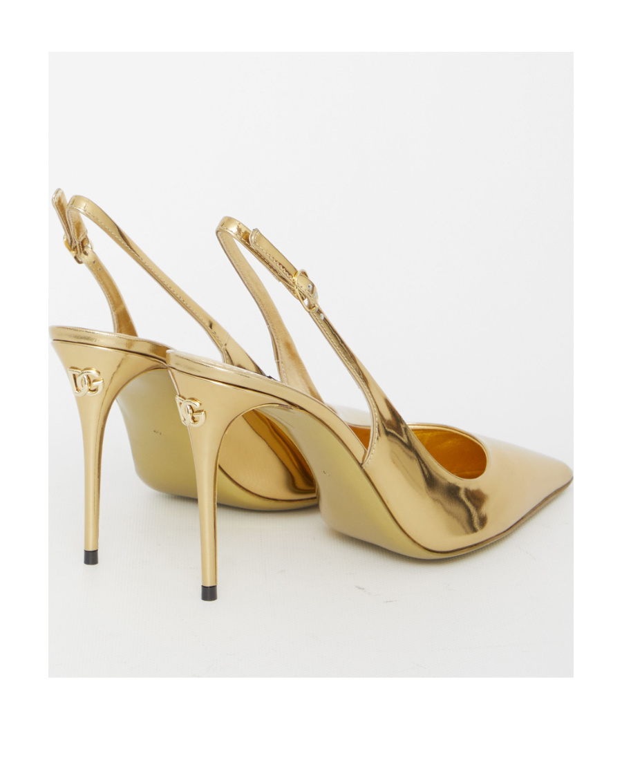 Dolce & Gabbana Laminated Leather Slingback In Nude