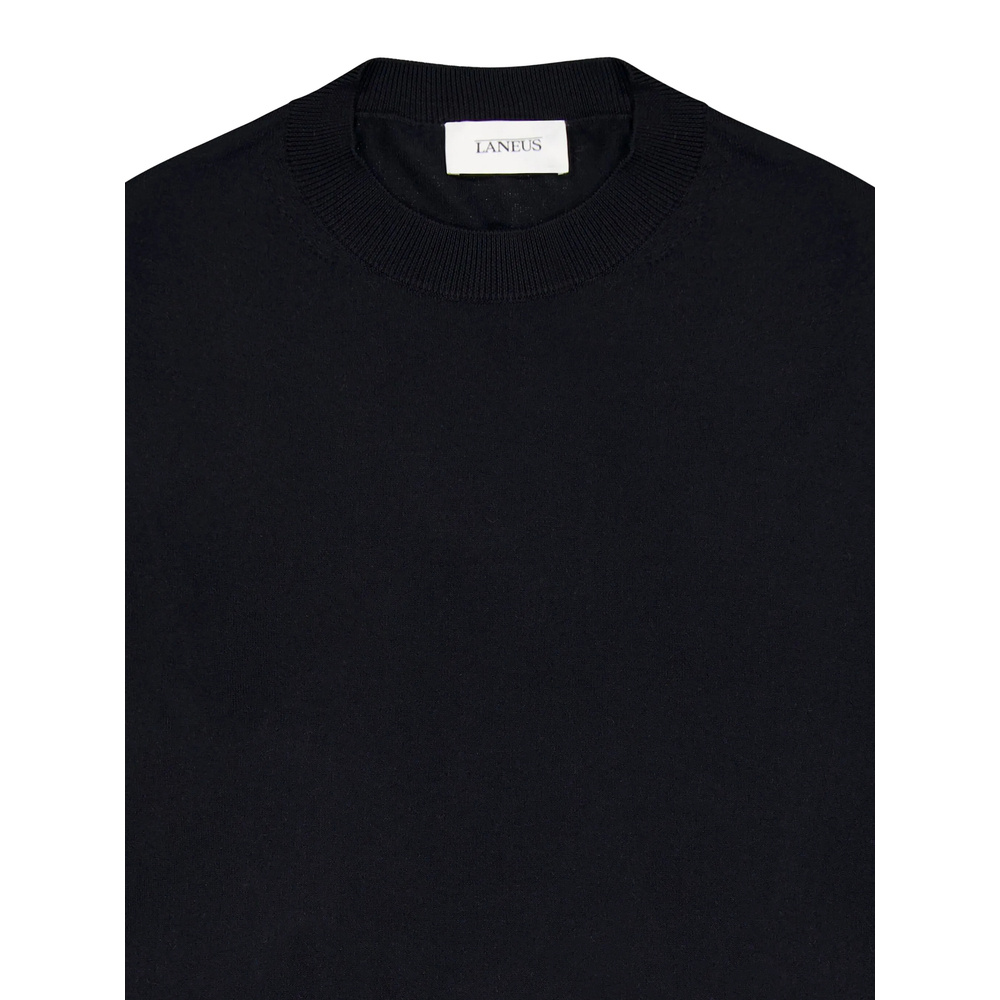 Laneus Relaxed Fit Polo Knitwear In Luxurious Wool-cashmere Blend In Black