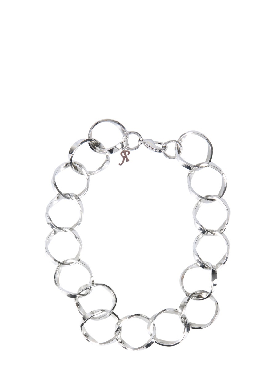Raf Simons Linked Rings Chain Collar Necklace In White