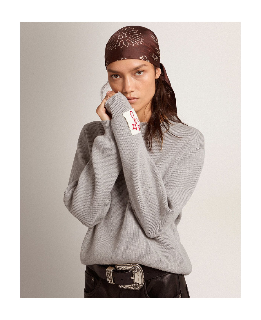 Golden Goose Distressed Cotton-blend Jumper In Gray