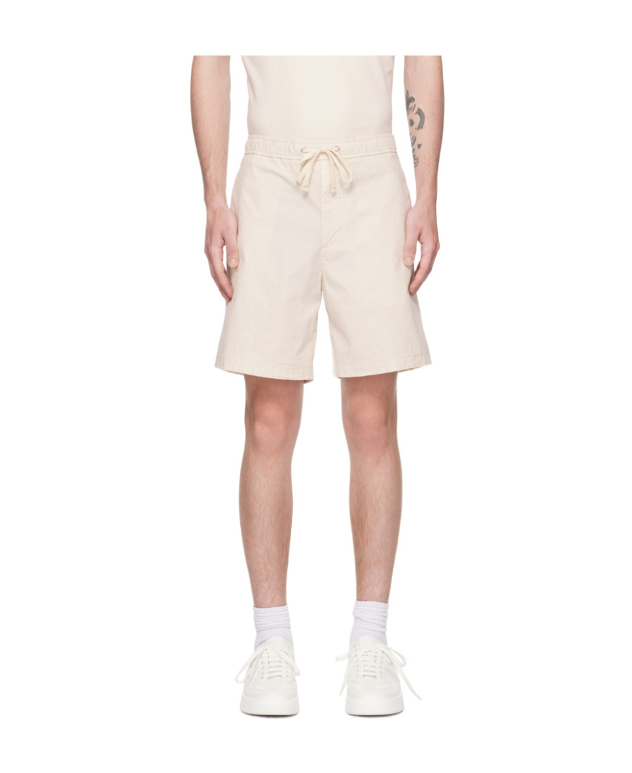 Hugo Boss Logo-patch Drawstring Cotton Shorts In White