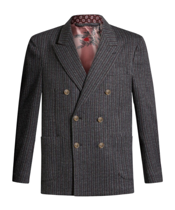 Etro Long-sleeved Double-breasted Blazer In Black