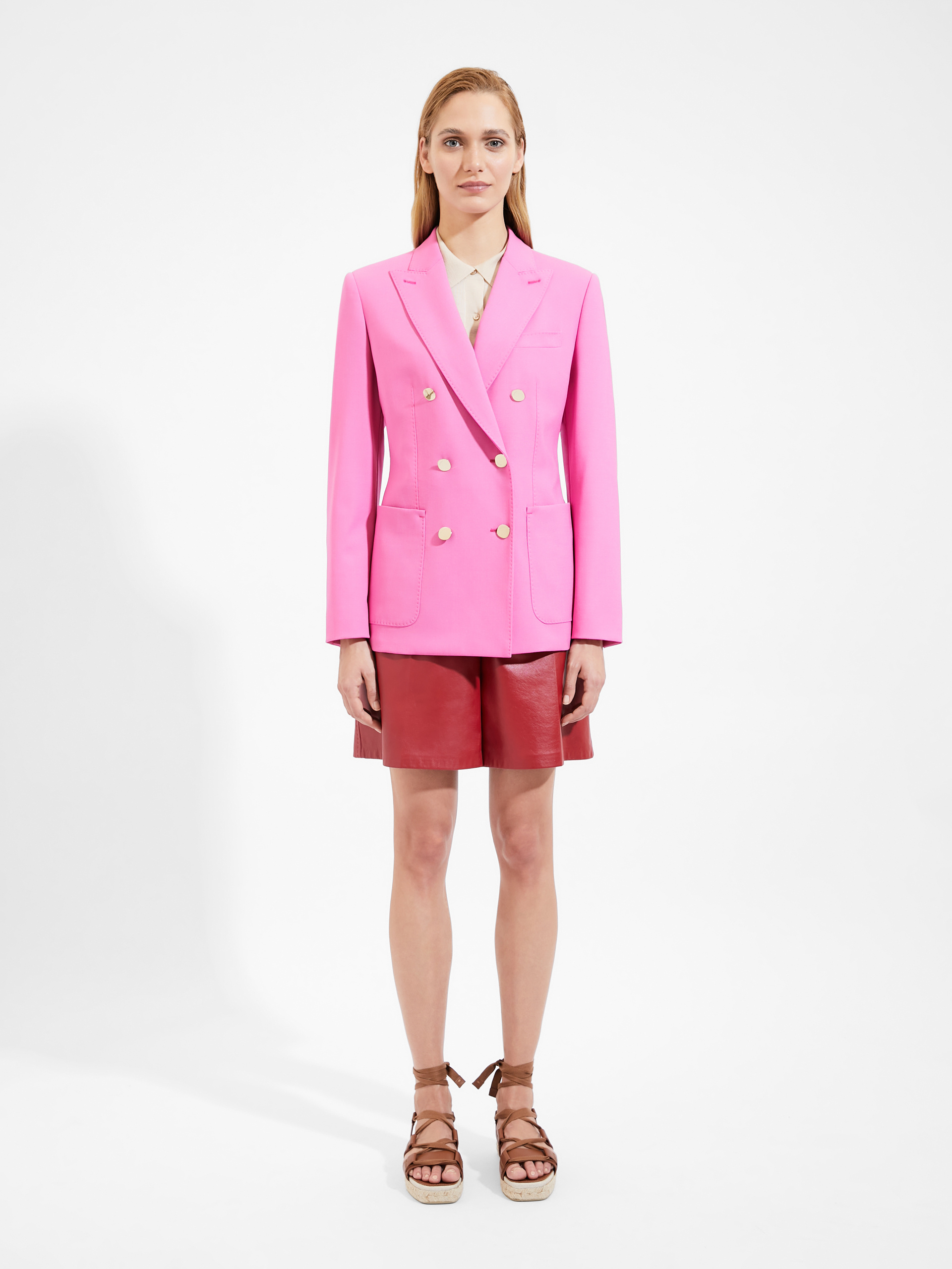 Max Mara Double-breasted Tailored Blazer In Pink
