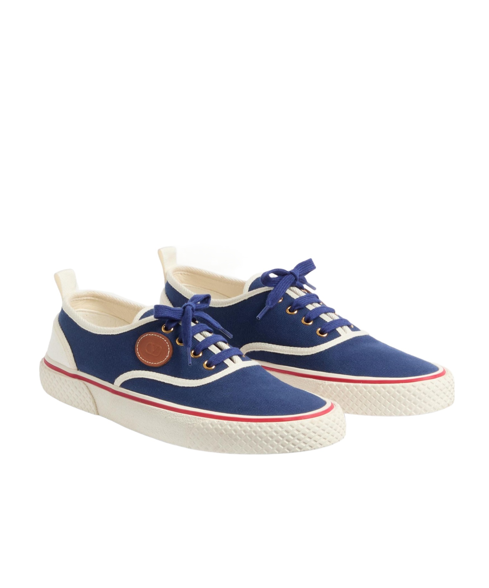 Valentino Garavani Blue Low Top Sneakers With Vlogo Patch On The Side In Cotton Man In Multicolor
