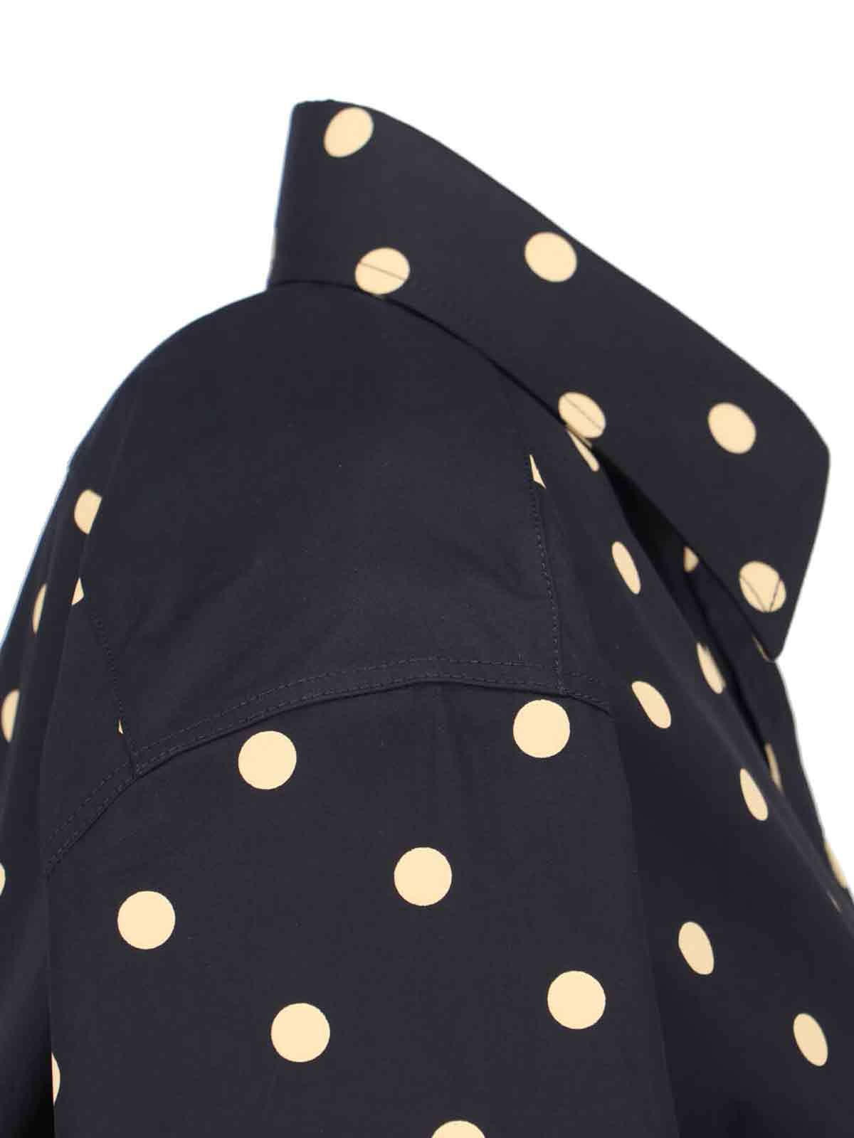 Moschino Long Sleeve Polka Dot Collared Top In Black