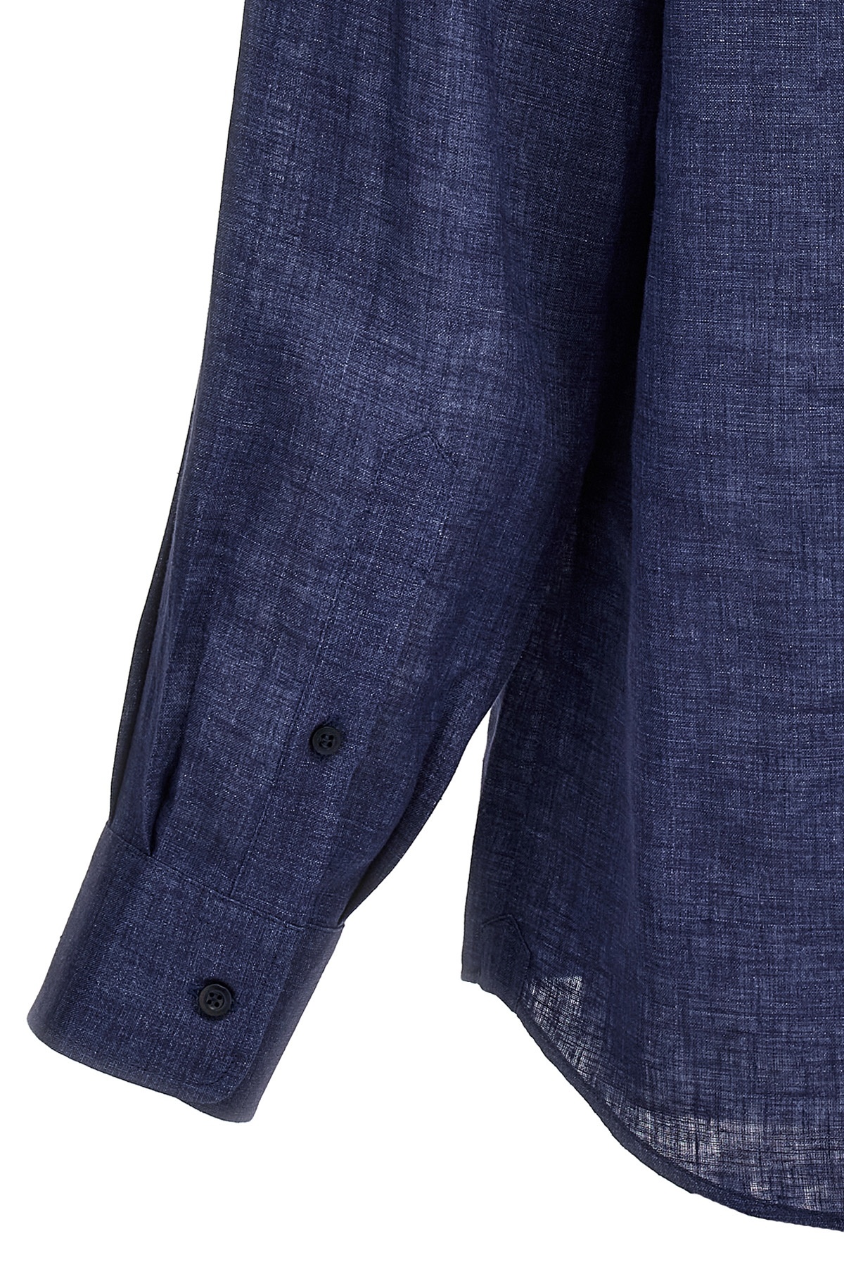 Brunello Cucinelli Buttoned-up Linen Shirt In Blue