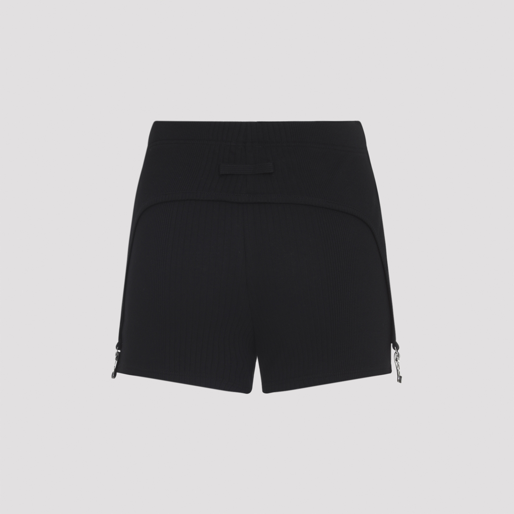 Jean Paul Gaultier Cotton Ribbed Mini Short With Lingerie Garter Clothing In Black